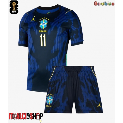 Brasile Raphinha Belloli #11 Seconda Maglia Bambino Mondiali 2026 Manica Corta (+ Pantaloni corti)